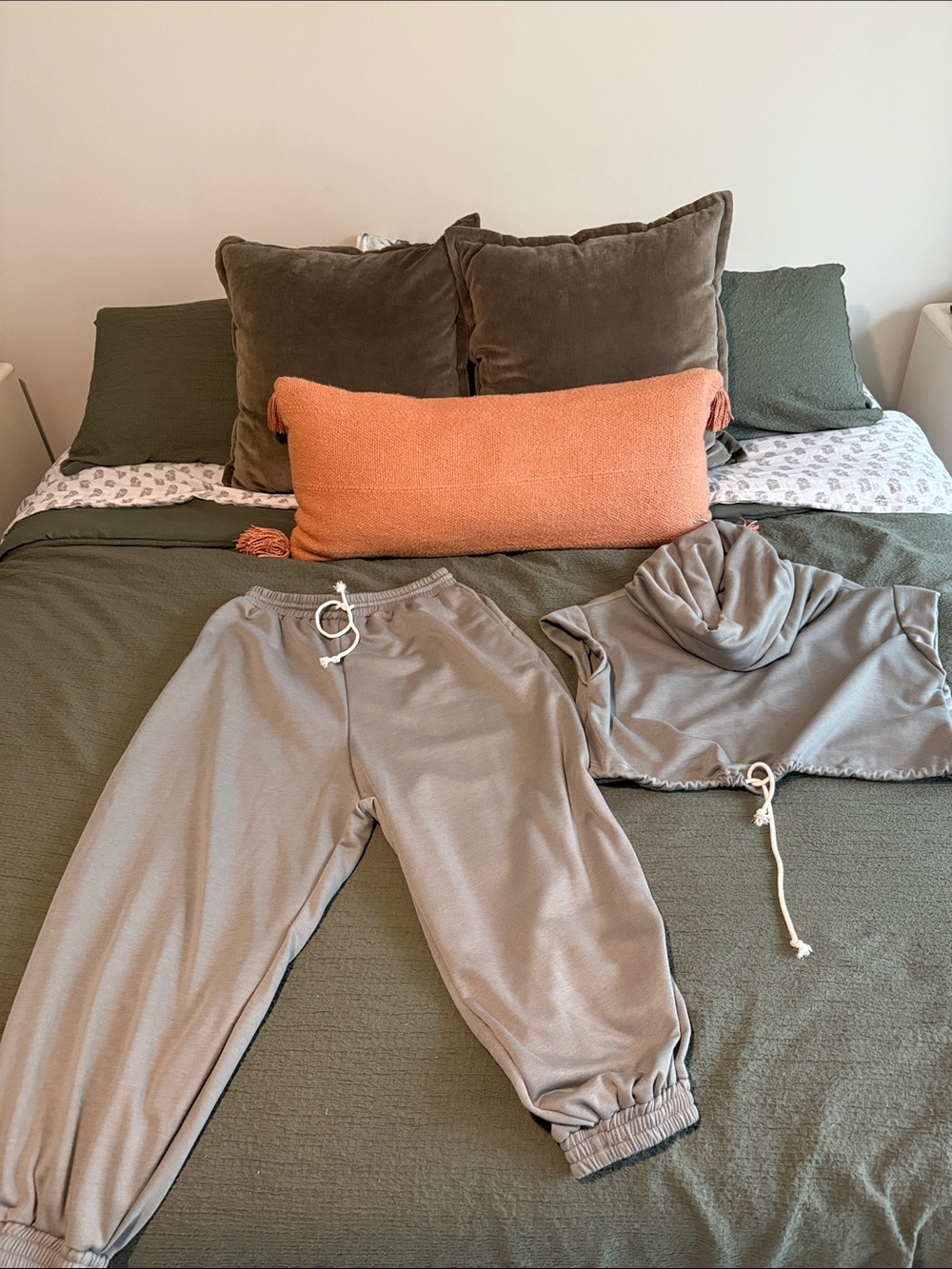 Cozy Taupe Drawstring Sweat Set - Top & Joggers